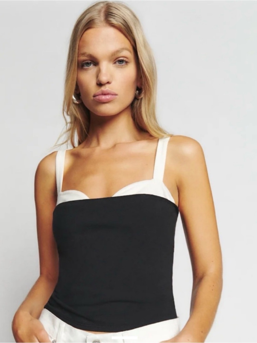 Reformation Black Tank with White Trim